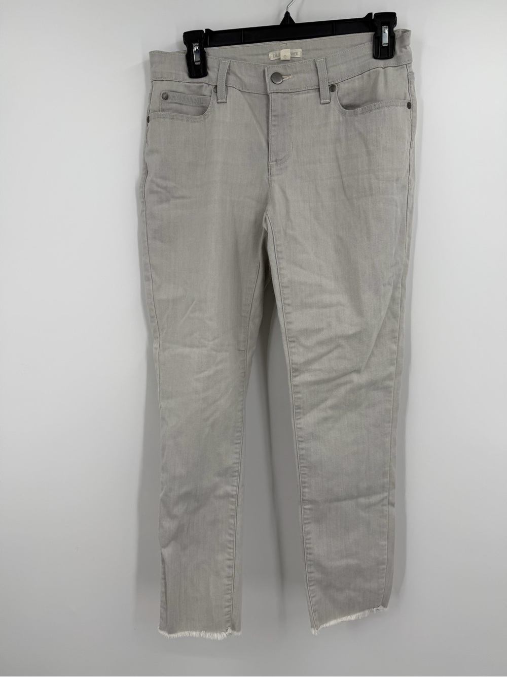 🩶 Eileen Fisher Gray Skinny Jeans — Raw Hem